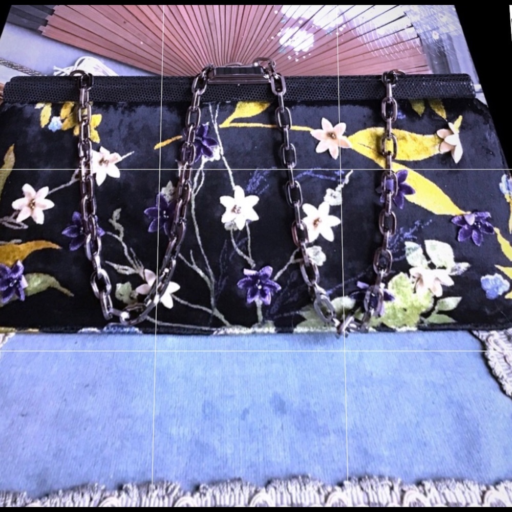 Rafé NY Black Velvet Bag w/ floral appliqués - Picture 9 of 9